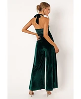 Women's Aria Velvet Jumpsuit - Emerald