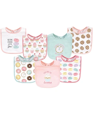 Hudson Baby Infant Girl Cotton Bibs, Sweetest Cupcake, One Size