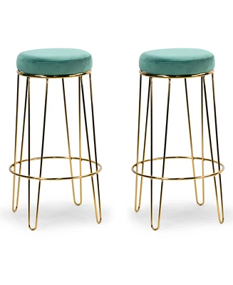 Glamour Home 29" Angie Velvet, Metal Barstool, Set of 2