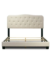 Glamour Home 48.13" Artan Fabric, Rubberwood Queen Bed