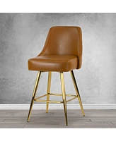 Glamour Home 25.75" Auren Polyester, Metal Counter Height Stool, Set of 2