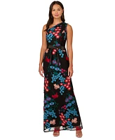 Adrianna Papell Women's One-Shoulder Embroidered Gown