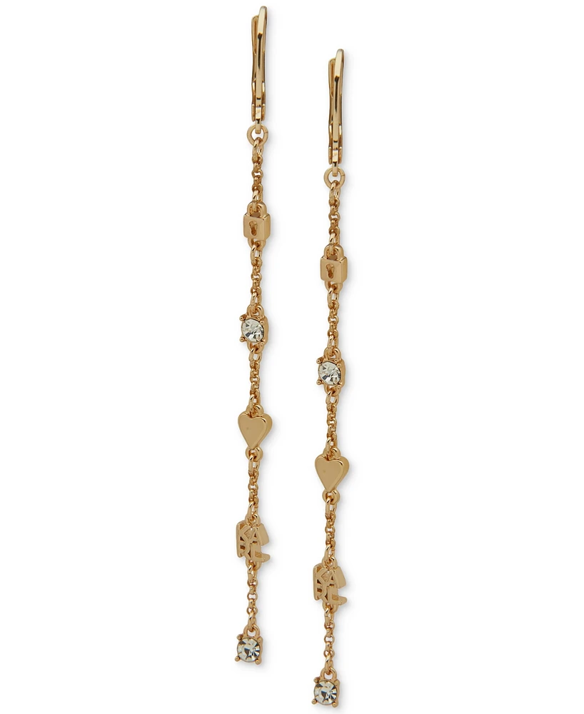 Karl Lagerfeld Paris Gold-Tone Crystal Mini Charm Linear Earrings