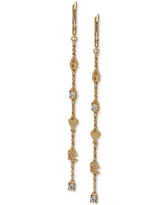 Karl Lagerfeld Paris Gold-Tone Crystal Mini Charm Linear Earrings