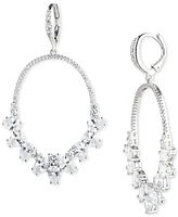 Givenchy Silver-Tone Mixed Cut Cubic Zirconia Open Drop Earrings