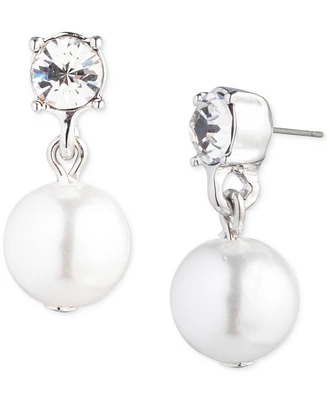 Givenchy Silver-Tone Crystal & Imitation Pearl Drop Earrings