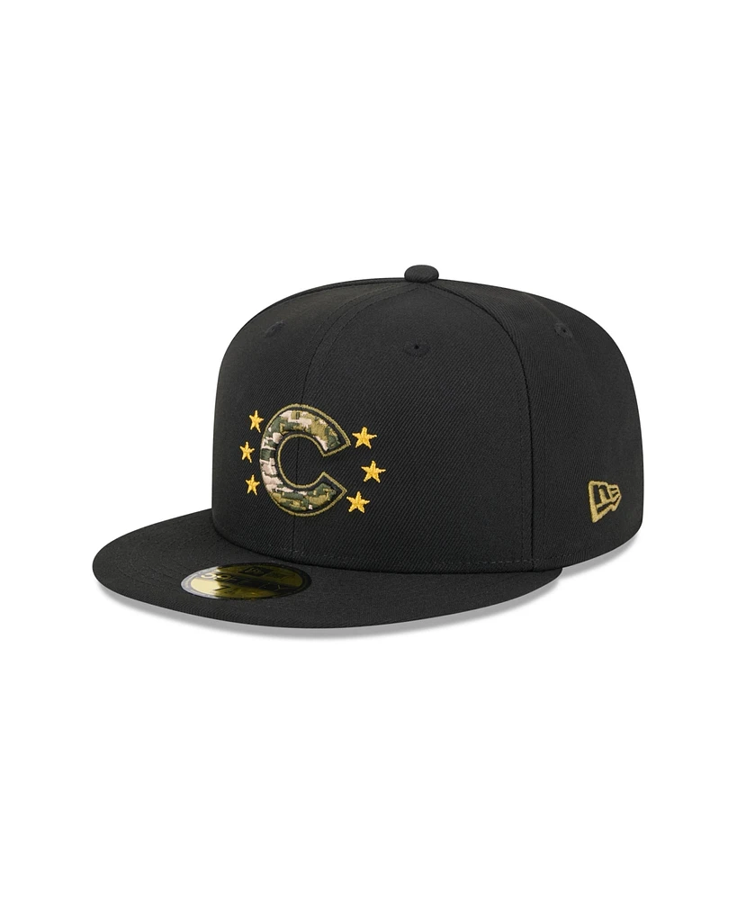 New Era Men's Black Chicago Cubs 2024 Armed Forces Day On-Field 59FIFTY Fitted Hat