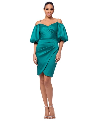 Betsy & Adam Women's Balloon-Sleeve Off-The-Shoulder Dress