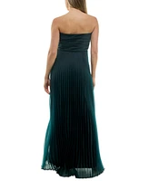 Taylor Women's Strapless Pleated Organza Gown