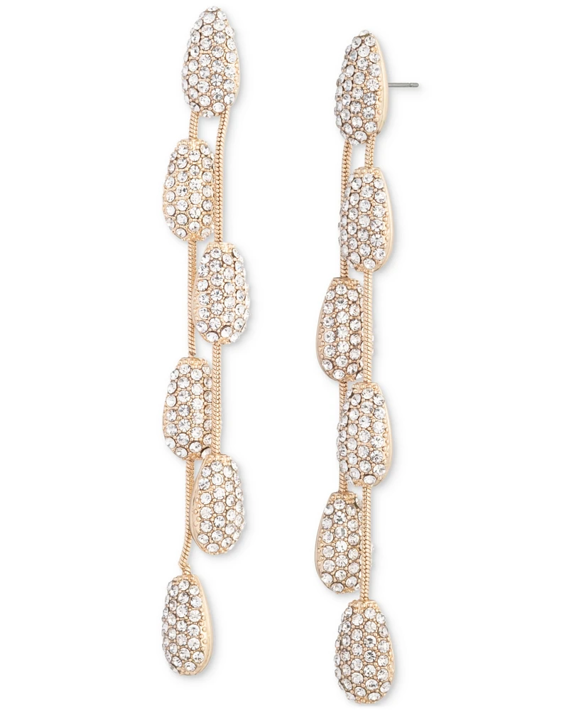 Lauren Ralph Lauren Gold-Tone Pave Pear-Shape Linear Drop Earrings