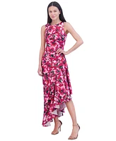 Eliza J Women's Floral Print Ruffled High-Low A-Line Dress