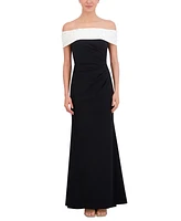 Eliza J Petite Studded Off-The-Shoulder Gown