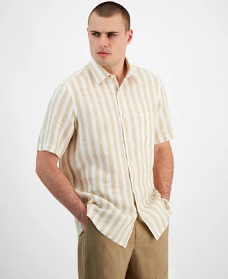 Club Room Men's Alba Regular-Fit Stripe Button-Down Linen Shirt, Created for Macy's