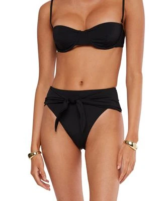 Weworewhat Womens Balconette Sweetheart Neck Bikini Top High Rise Tie Front Bikini Bottoms