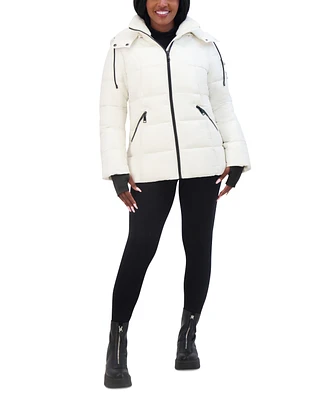 Steve Madden Juniors' Faux-Fur-Lined Hooded Puffer Coat