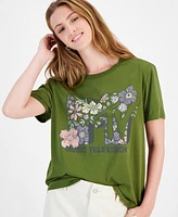 Love Tribe Juniors' Mtv Floral Cotton Crewneck Tee