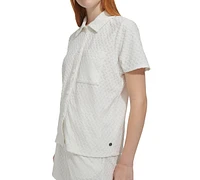 Andrew Marc Sport Women's Basket-Weave-Textured Shirt