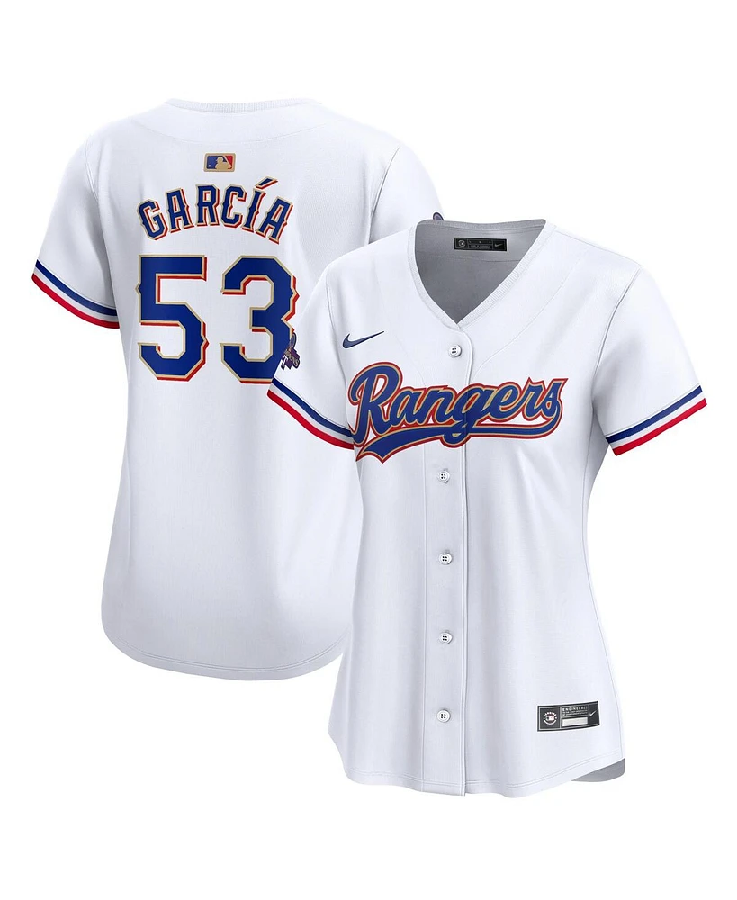 Nike Women's Adolis Garcia White Texas Rangers 2024 Gold Collection Limited Player Jersey