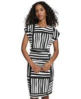 Calvin Klein Women's Printed Cape-Sleeve Sheath Dress