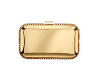 Nina Metallic Minaudiere with Cystal Adorned Edge