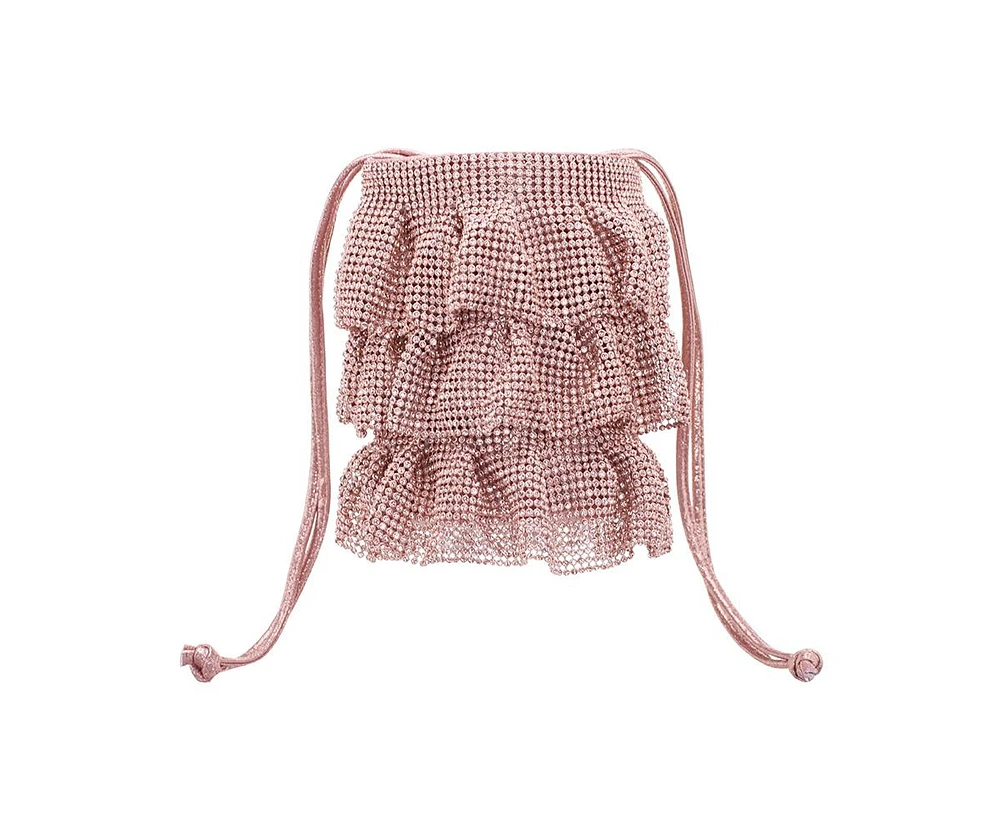 Nina 4 Tired Crystal Mesh Pouch Bag