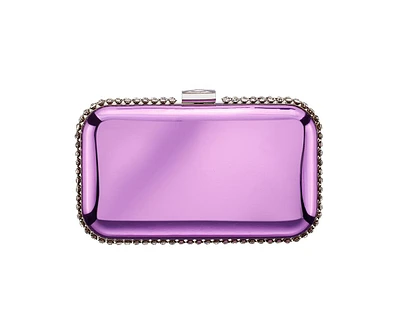 Nina Metallic Minaudiere with Cystal Adorned Edge