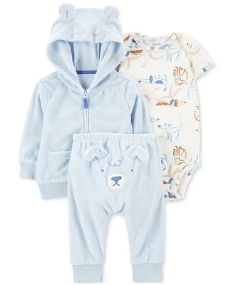 Carter's Baby Boys Dog Little Hooded Jacket, Bodysuit & Pants, 3 Piece Set