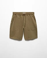 Mango Men's 100% Cotton Drawstring Bermuda Shorts