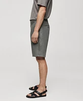 Mango Men's Slim Fit 100% Linen Bermuda Shorts