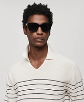 Mango Men's Striped Polo-Style Sweater