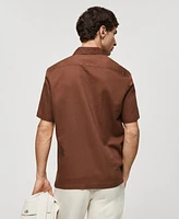 Mango Men's Regular-Fit Linen Short-Sleeved Shirt