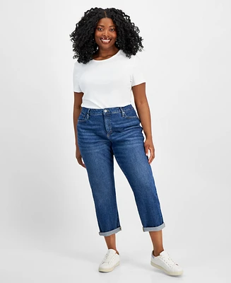 Style & Co Plus Size Mid-Rise Girlfriend Jeans, Created for Macy's