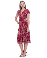 Jessica Howard Petite Paisley-Print Ruched Midi Dress