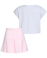 adidas Little & Toddler Girls Short Sleeve Box Heather Top Skort, 2 Piece Set