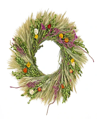 National Tree Company 22 Wheat and Straw Flowers Spring Wreath