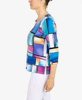 Alfred Dunner Women's Colorblock Square Neck Top