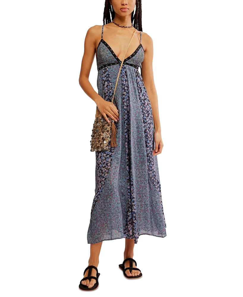 Free People Women's Forever Time Mixed-Print Back-Cutout Dress