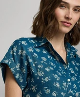 Lauren Ralph Women's Linen Cuffed Floral Shirt, Regular & Petite