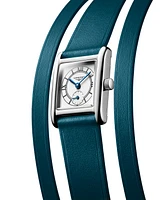 Longines Women's Swiss Mini Dolcevita Teal Three-Row Leather Strap Watch 29mm