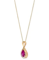 Ruby (3/4 ct. t.w.) & Diamond (1/10 ct. t.w.) Pear 16" Pendant Necklace in 14k Gold