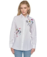 Karl Lagerfeld Paris Women's Cotton Oversized Whimsy Shirt