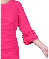 Ny Collection Petite 3/4 Sleeve Textured Knit Dress
