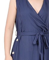 Ny Collection Petite Linen Sleeveless Wrap Dress