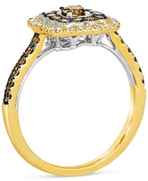 Le Vian Nude Diamond & Chocolate Diamond Double Halo Ring (3/4 ct. t.w.) in 14k Gold