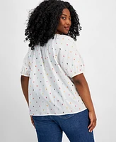 Style & Co Plus Size Embroidered Blouse, Created for Macy's