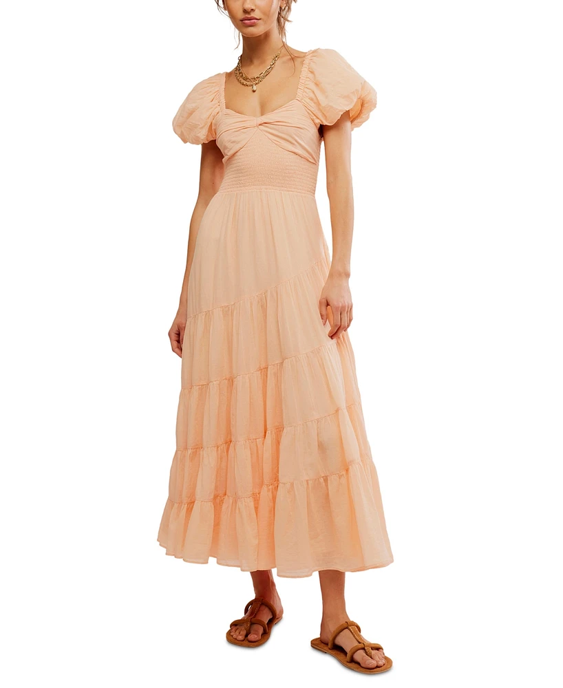 Free People Women's Sundrenched Puff-Sleeve Tiered Dress