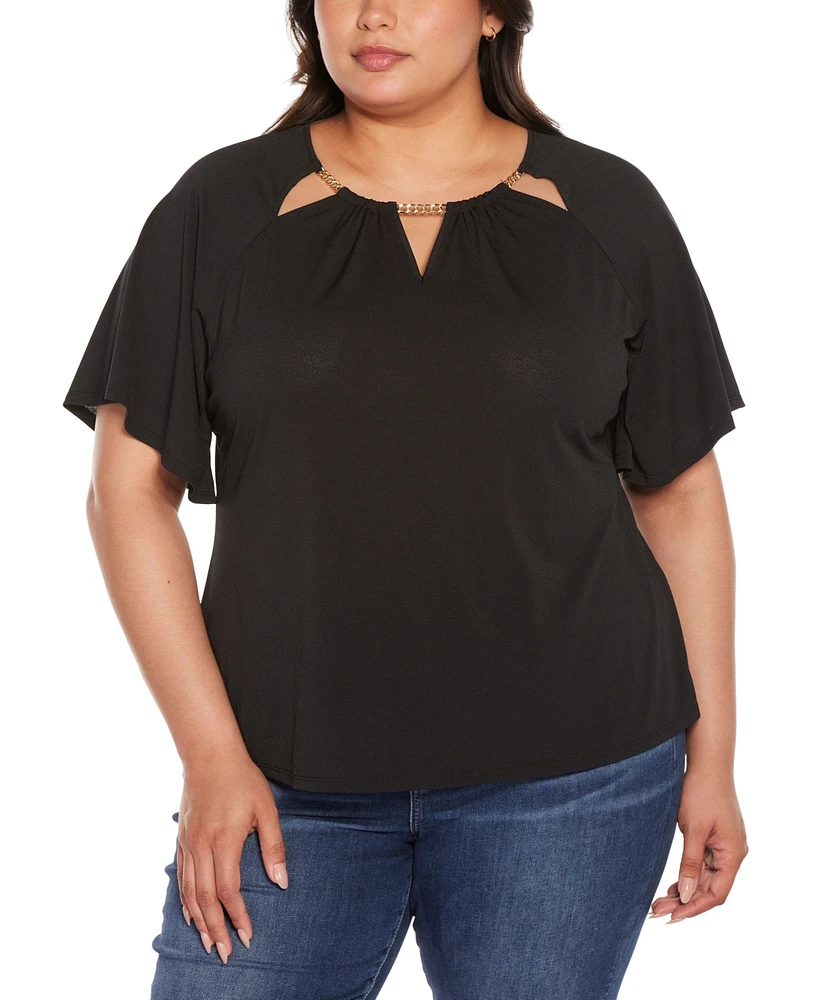 Belldini Black Label Plus Cutout Detail Knit Top