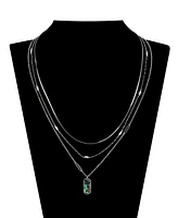 Unwritten Abalone Tag Herringbone Layered Necklace Set