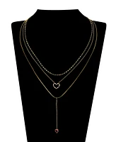 Unwritten Cubic Zirconia Heart Y-Neck Layered Necklace Set