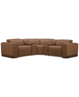 Lovro 5-Pc. Leather Sofa with 2 Power Motion Chairs & Consoles, Created for Macy's